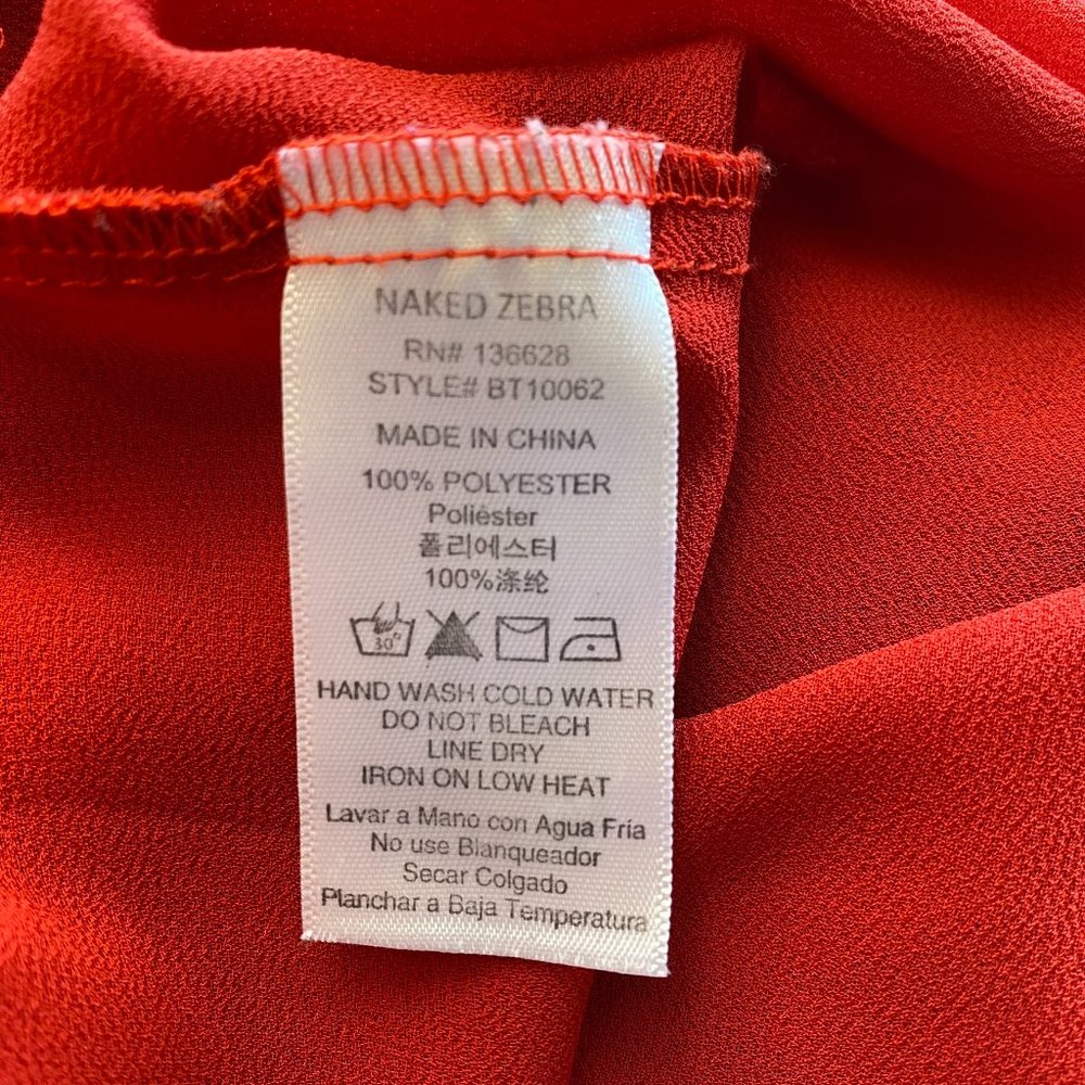 Naked Zebra Strappy Cami Top Blouse Red - Picture 3 of 6